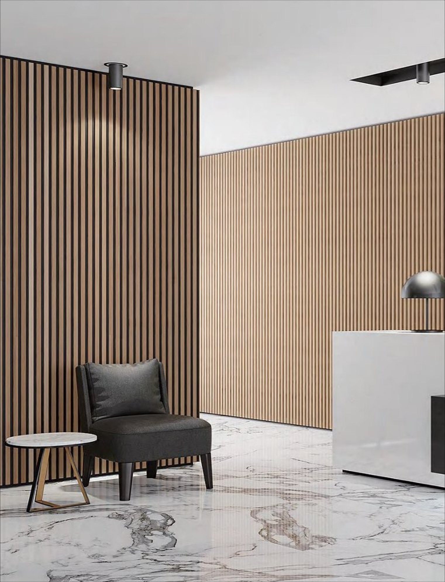 Wood-slat acoustic wall